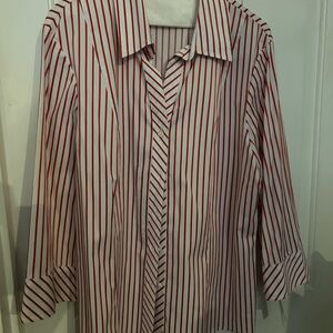 Pendleton Women's Red and White Striped Blouse